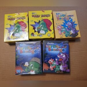 Coralite Kids Bandaids Lot Of 5 New Boxes Dinosaur Dooly Strips First Aid
